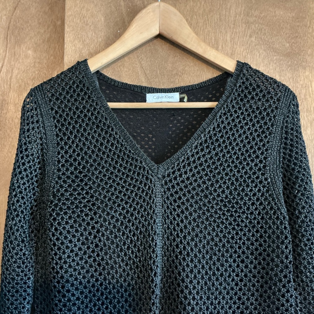 New Calvin Klein Women's Black V-Neck Sweater